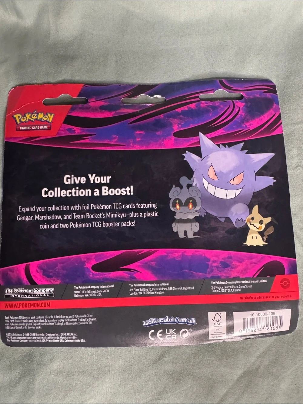 Pokemon TCG Gengar Marshmallow Mimikyu 2 pack Blister coin